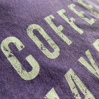 Load image into Gallery viewer, I Like Coffee and Maybe 3 People t-shirt design detail in purple