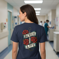 Load image into Gallery viewer, Scrub Life – Vintage Syringe &amp; Roses Tee