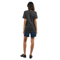 Load image into Gallery viewer, Woman wearing dark grey heather Mama Mommy Mom Bruh tee with denim shorts, casual mom outfit