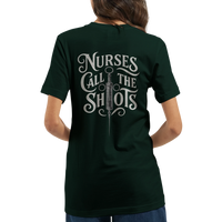 Load image into Gallery viewer, Nurses Call the Shots premium nurse tee, funny nurse t-shirt
