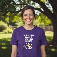Load image into Gallery viewer, Nurses Fix People. Dogs Fix Nurses. – Heavyweight Tee